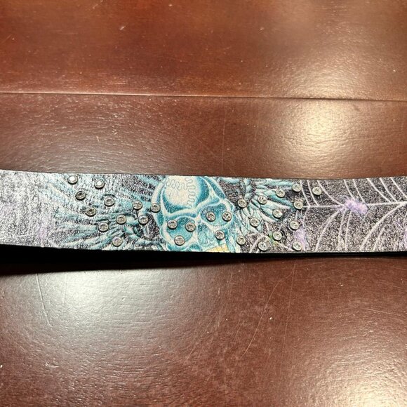 Christian Audigier Vintage Handmade Genuine Leather Belt (Skull/Crystal Effect) - Picture 3 of 10